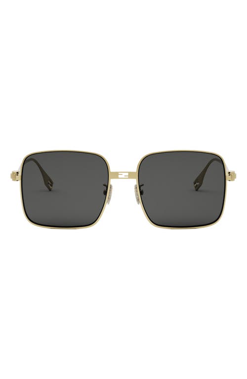 The Fendi Baguette 55mm Geometric Sunglasses in Shiny Endura Gold /Smoke 