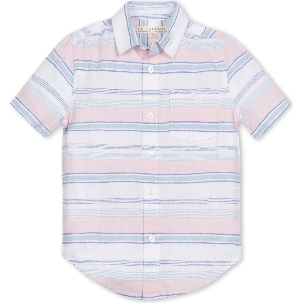 HOPE & HENRY HOPE & HENRY BOYS' LINEN SHORT SLEEVE BUTTON DOWN SHIRT, KIDS