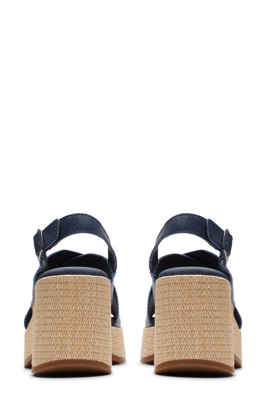 Shop Clarks Manon Wish Wedge Slingback Sandal In Navy Leather