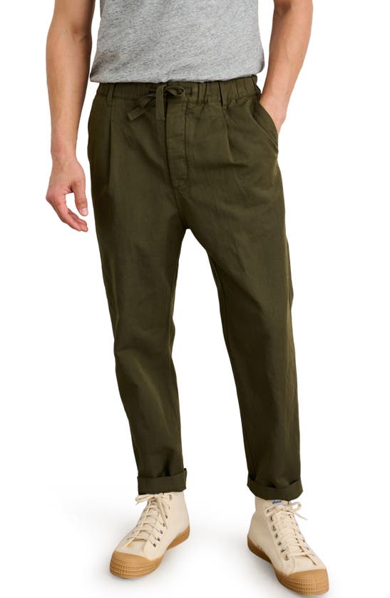Alex Mill Drawstring Pleated Crop Pants In Military Olive