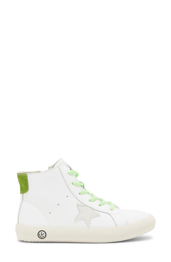 Shop Lola & The Boys Kids' Green Happy Sneaker In White