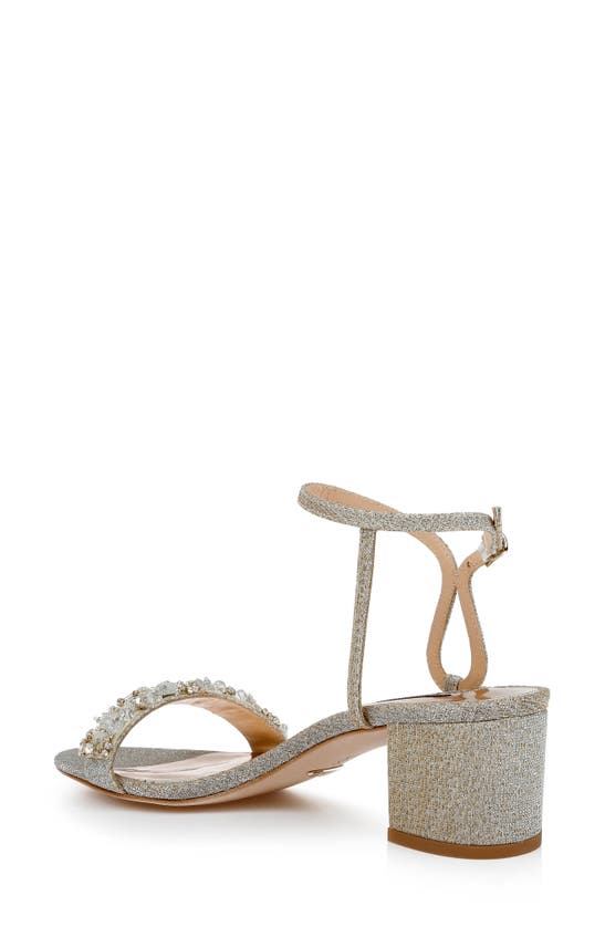 Badgley Mischka Tanessa Satin Ankle-strap Sandals In Platino