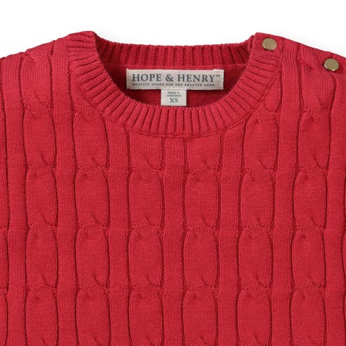 Shop Hope & Henry Girls' Cable Front Sweater, Kids In Red