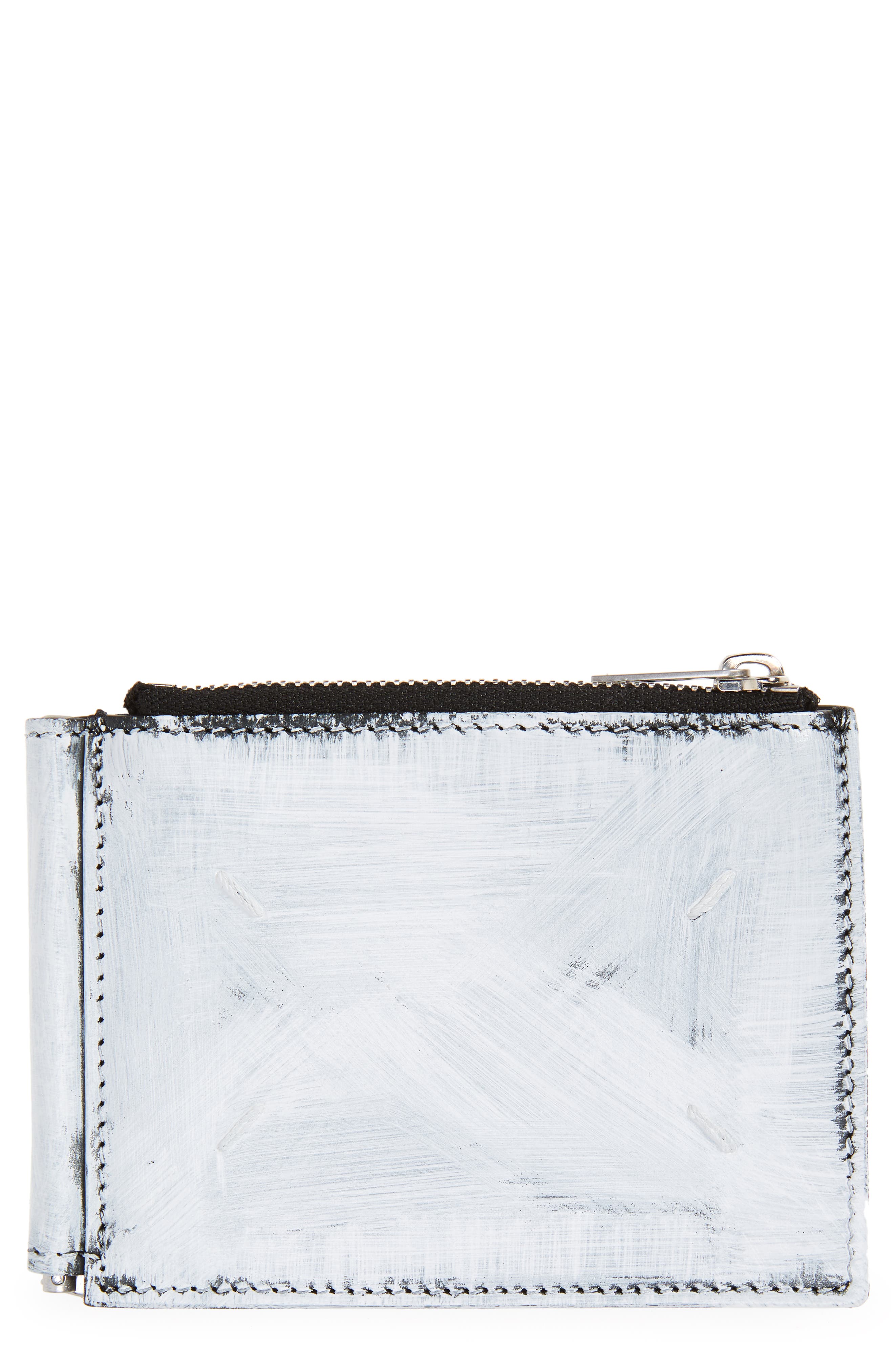 Men's Maison Margiela Painted Leather Money Clip Wallet - White