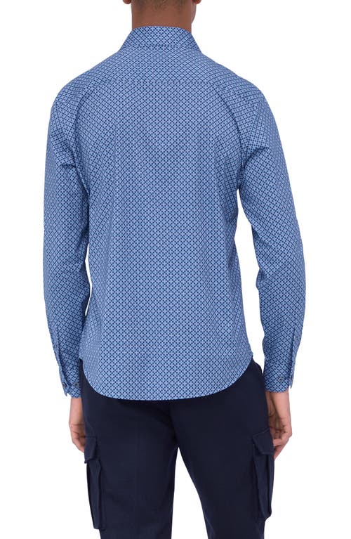 Shop Bugatchi James Ooohcotton® Microcheck Button-up Shirt In Classic Blue