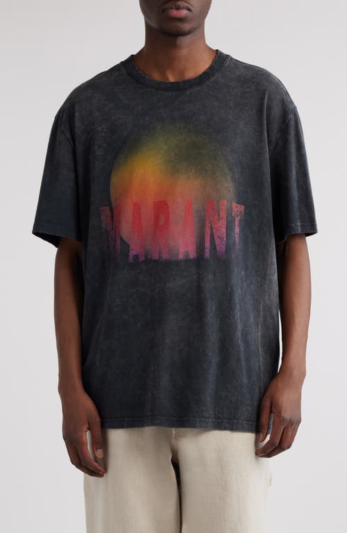 Isabel Marant Hugo Oversize Graphic T-shirt In Faded Black
