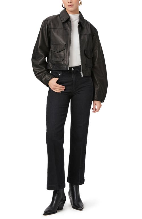 Paige Leenah High Waist Ankle Wide Leg Jeans In Midnight Raven