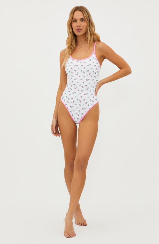 Shop Beach Riot Naomi Floral One-piece Swimsuit In Peony Blossom Colorblock