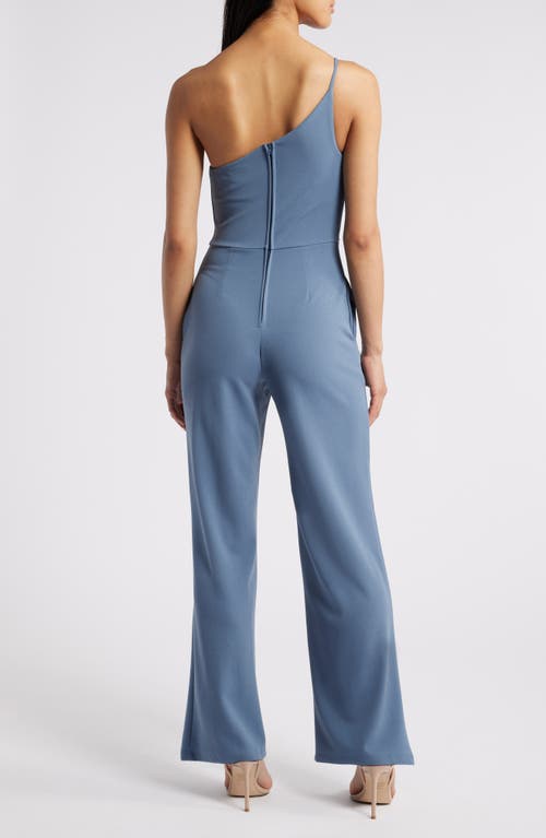 BEBE BEBE CORE ONE-SHOULDER WIDE LEG JUMPSUIT 