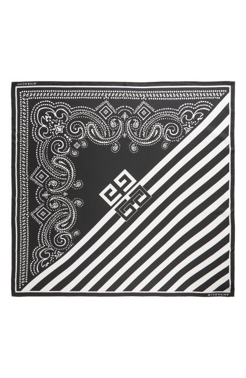 Givenchy Stripe & Bandana Print Silk Scarf In 1-black/white