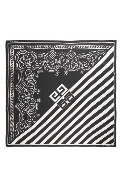 Shop Givenchy Stripe & Bandana Print Silk Scarf In 1-black/white