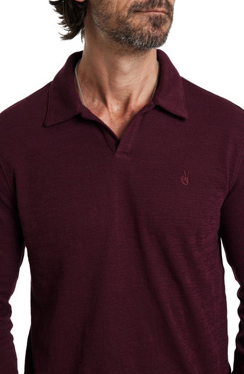 Shop John Varvatos Morris Long Sleeve Johnny Collar Polo In Oxblood