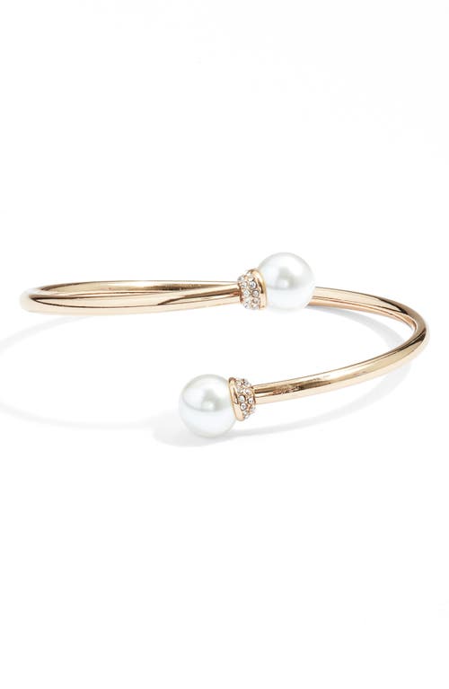 Nordstrom Imitation Pearl Cuff Bracelet in Clear- White- Gold at Nordstrom