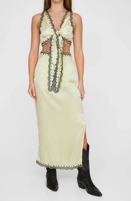 Shop Nasty Gal Scallop Satin Maxi Skirt In Lemon