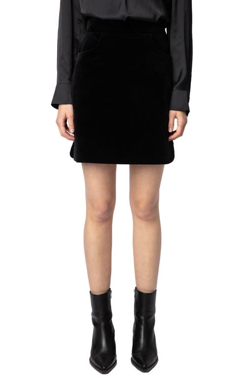 Zadig & Voltaire Junette Velvet Miniskirt in Noir 