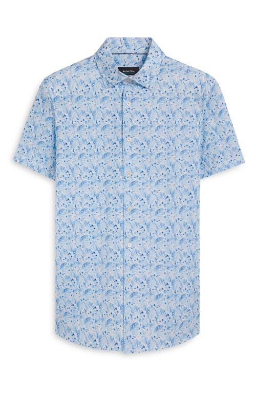 Shop Bugatchi Milo Ooohcotton® Leaf Print Short Sleeve Button-up Shirt In Turquoise