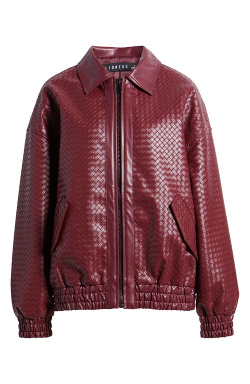 LIONESS LIONESS KENNY WOVEN FAUX LEATHER BOMBER JACKET
