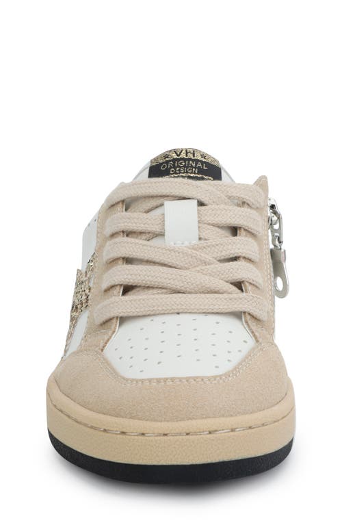 Shop Vintage Havana Kids' Ariella Sneaker In White/taupe Glitter