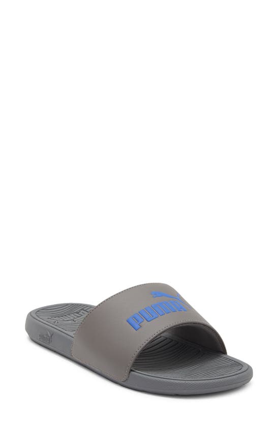 Puma Cool Cat 2.0 Slide Sandal In Charcoal Gray-royal Sapphire