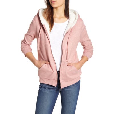 Bobeau Fleece Lined Hooded Jacket, Orange