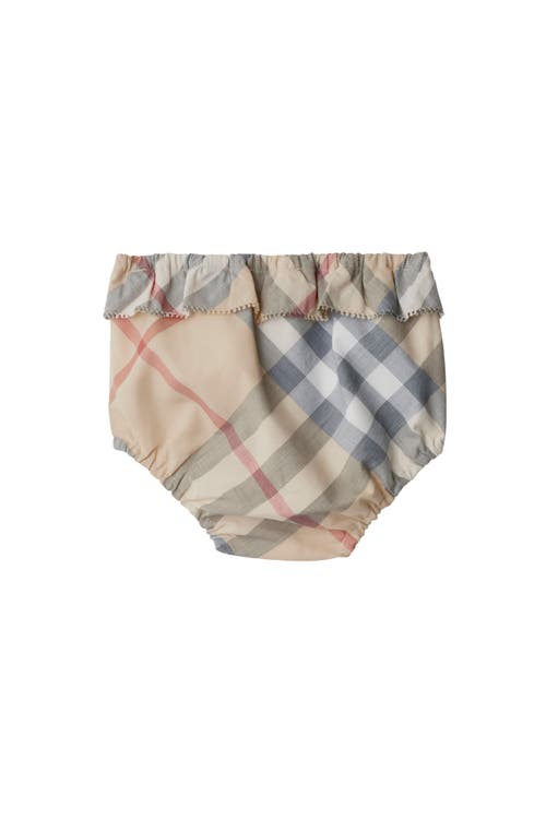 Burberry Check Cotton Dress With Bloomers In Pale Stone