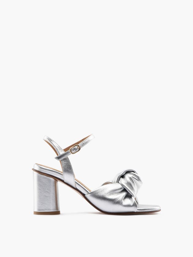 Maguire Noto Block-heel Knotted Sandals Women In Metallic Silver