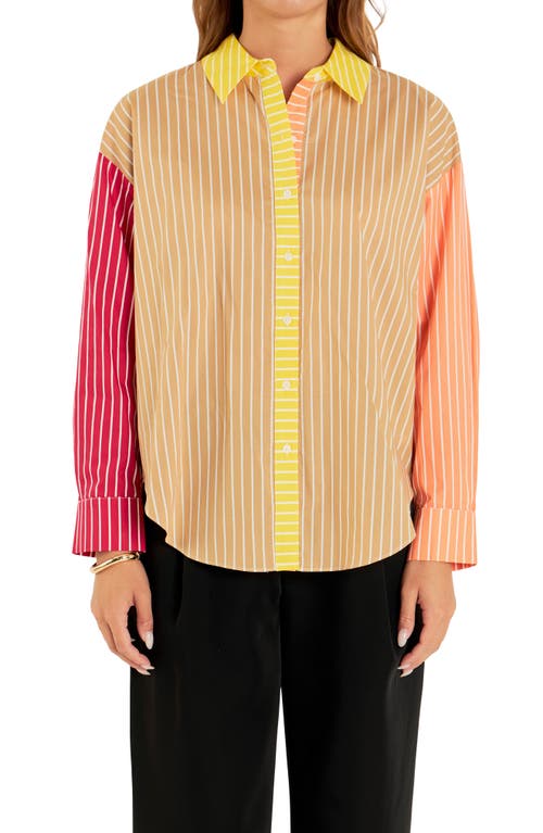 English Factory Colorblock Shirt In Yellow Multi