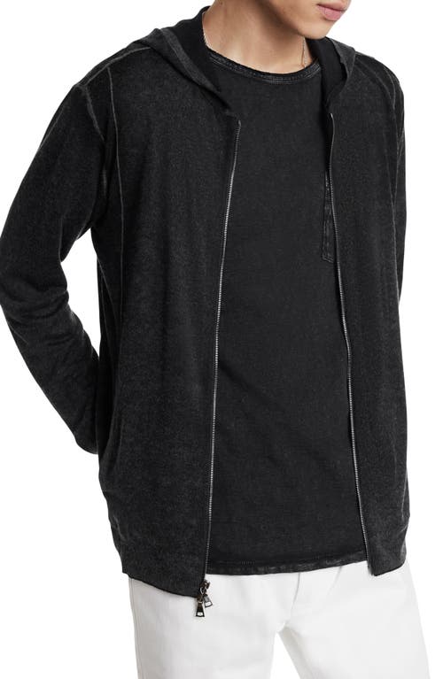 Shop John Varvatos Sutter Silk & Cashmere Zip Hoodie In Dark Grey Heather