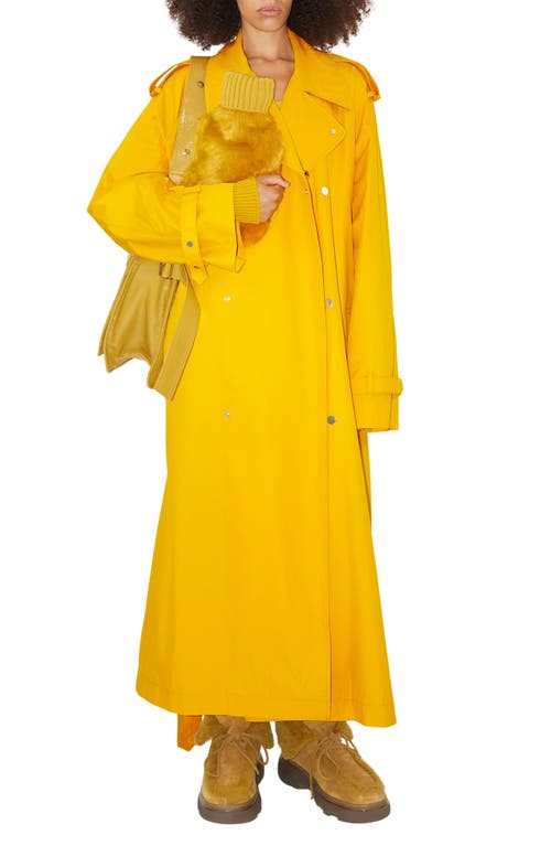 Kensington Oversize Water Resistant Trench Coat with Removable Faux Fur Trim in Mimosa