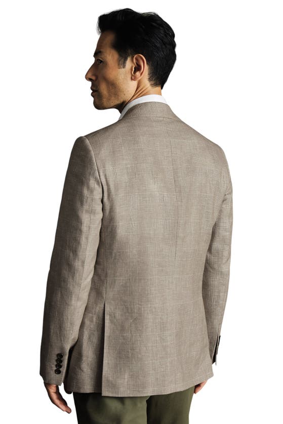 Shop Charles Tyrwhitt Linen Cotton Slim Fit Jacket In Mocha