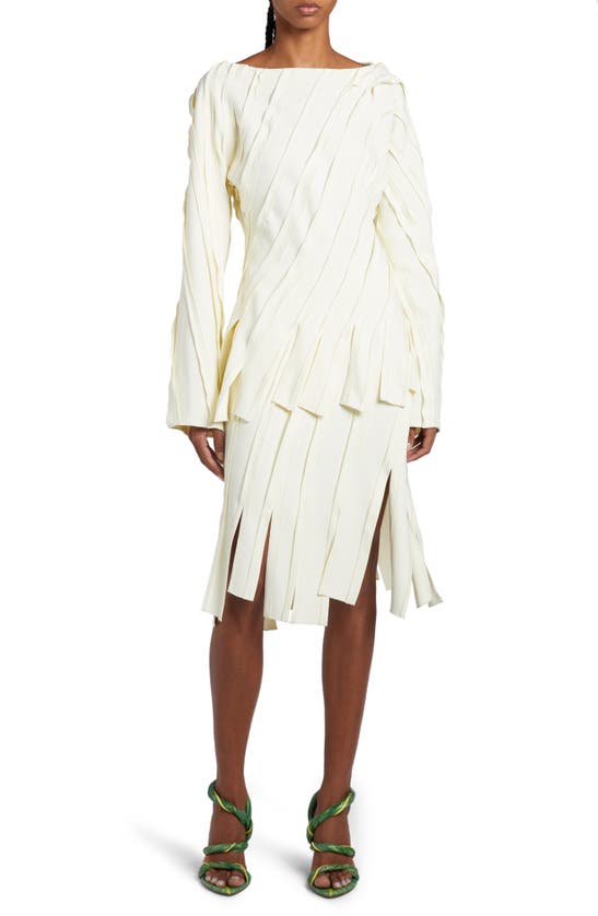 Shop Bottega Veneta Bias Stripe Skirt In Pastry