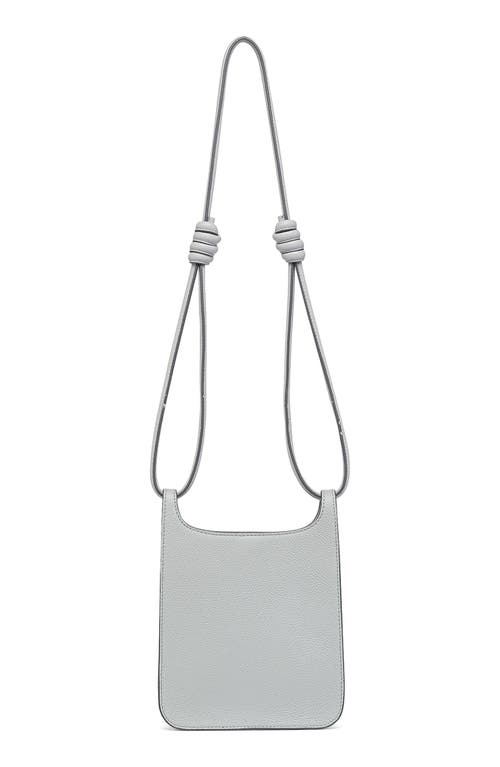 Shop Mcm Mini Lauretos Leather Hobo Bag In Ice Grey