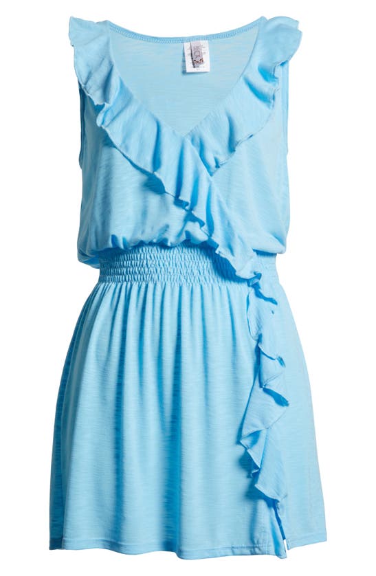 Shop Becca Breezy Basics Ruffle Cover-up Dress In Powder Blue