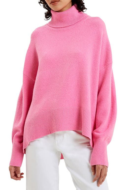 French Connection Vhari Turtleneck Sweater in Aurora Pink