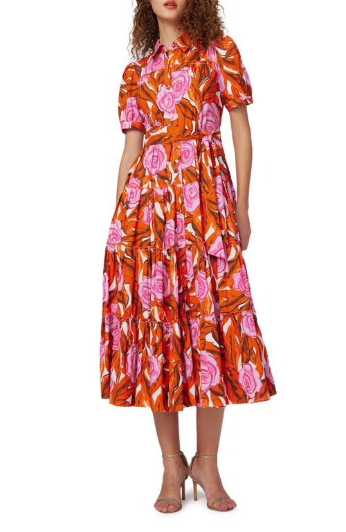 Diane von Furstenberg Queena Tie Belt Stretch Cotton Midi Dress at Nordstrom,