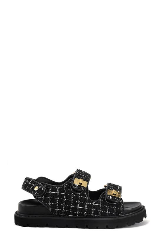 Shop Azalea Wang Sandie Tweed Slingback Sandal In Black