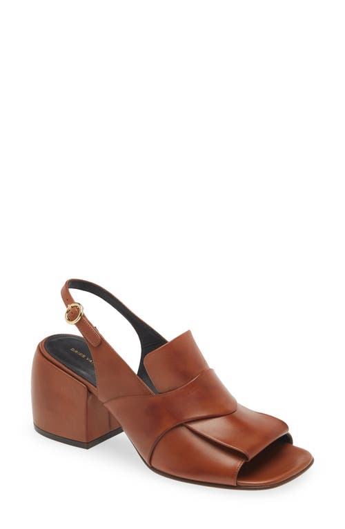 Shop Dries Van Noten Block Heel Slingback Sandal In Tan