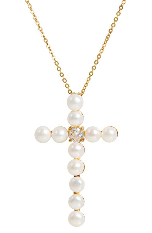SAVVY CIE JEWELS Freshwater Pearl Pendant Necklace in Yellow at Nordstrom