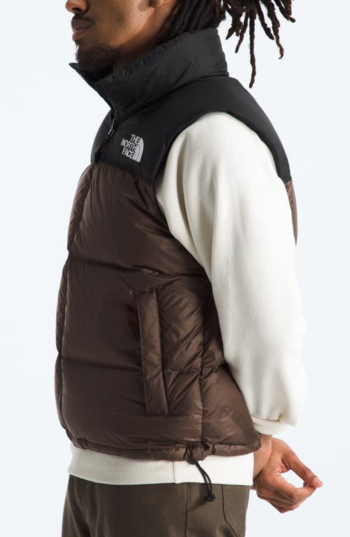 The North Face 1996 Retro Nuptse Vest In Smokey Brown/tnf Black