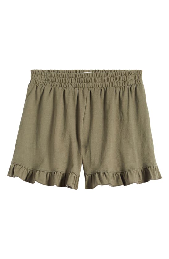 Shop Treasure & Bond Kids' Ruffle Knit Shorts In Olive Sarma