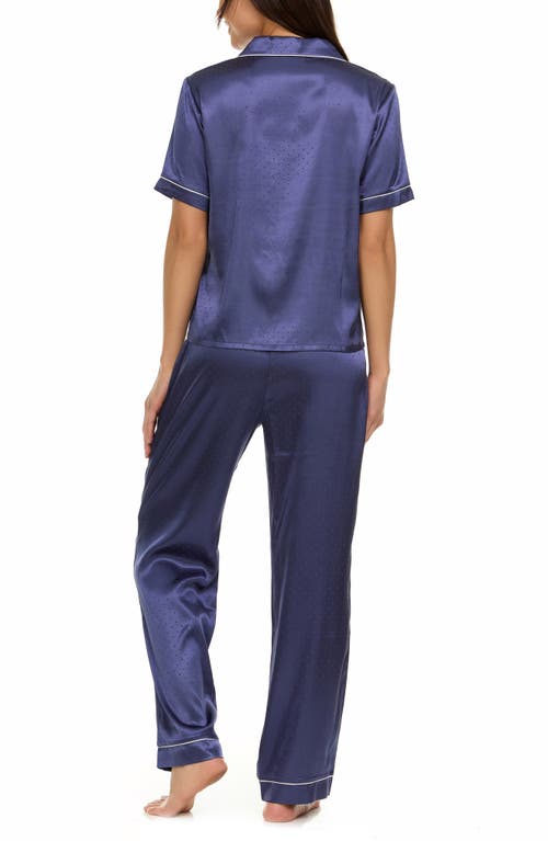 Flora By Flora Nikrooz Jamie Jacquard Satin Pajamas In Navy