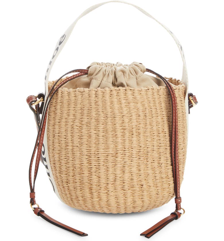 Chloé Small Woody Logo Strap Raffia Basket Bag | Nordstrom