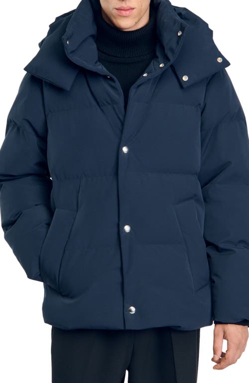 Shop Sandro Quilted Puffer Jacket In Blue Prusse