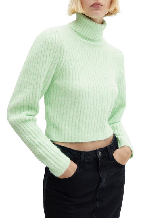 MANGO Turtleneck Crop Sweater Green Apple at Nordstrom,