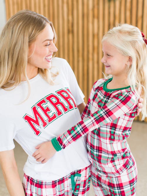 Rufflebutts Modal Blend Girls Ruffle Long Sleeve Pajama Set In Dashing Dreams Plaid