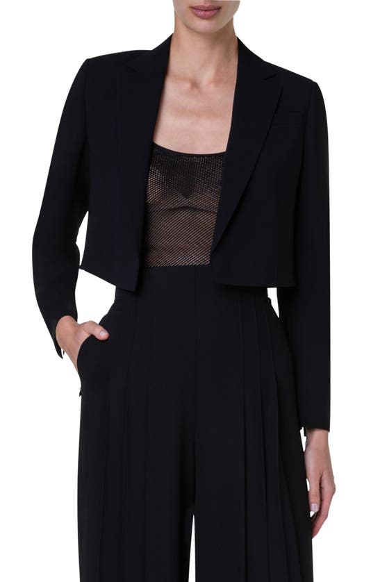 Shop Akris Gian Open Front Double Face Crop Jacket In Black