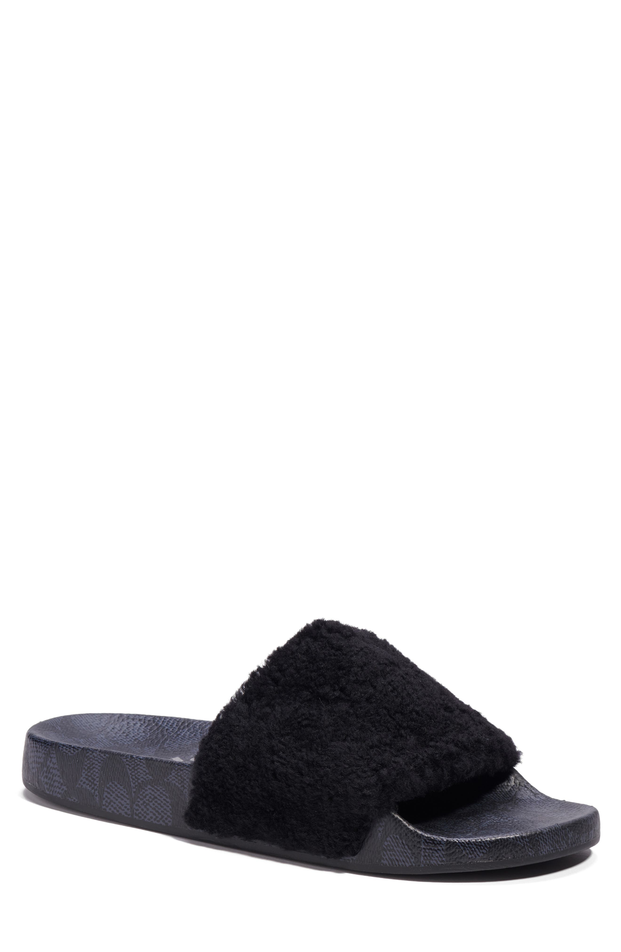 white fur slides womens