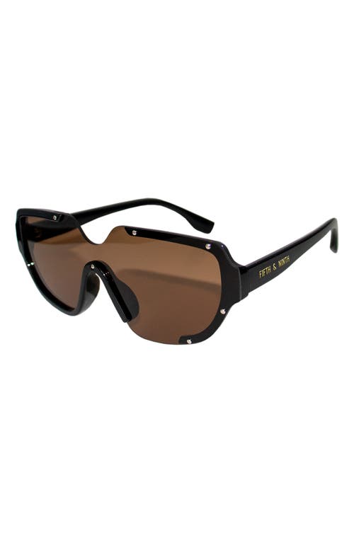 Fifth & Ninth Jolie 71mm Oversize Polarized Square Sunglasses In Black/brown