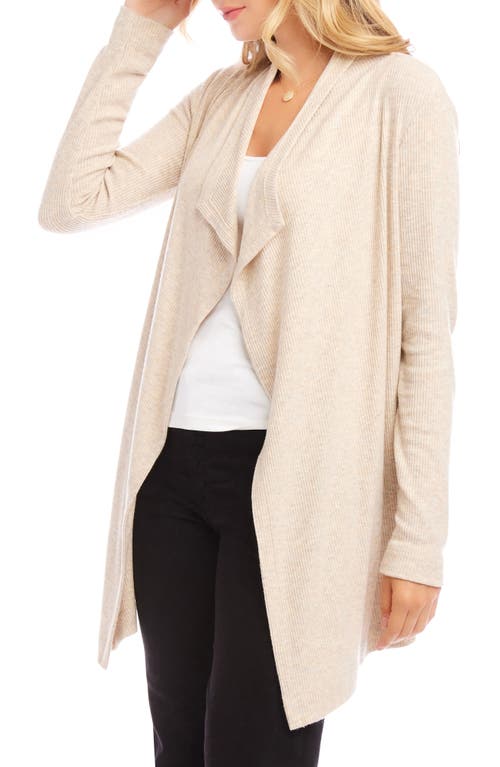 Shop Karen Kane Drape Collar Rib Longline Cardigan In Oatmeal