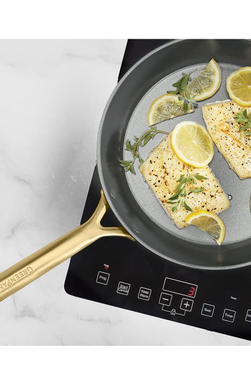 Greenpan Gp5 Infinite8 11-piece Anodized Aluminum Ceramic Nonstick Cookware Set With Champagne Handl In Slate